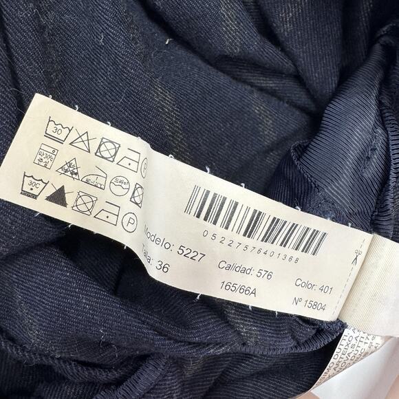 Massimo Dutti Skirt Womens 36 Small Navy Blue Stripe Button Front Midi Modest - Picture 5 of 8